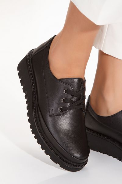 Ender Pantofi casual de damă cu șireturi cu talpă ortopedică din piele naturală