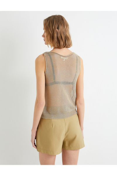 Koton Round Neck Shiny Crochet Tank Top