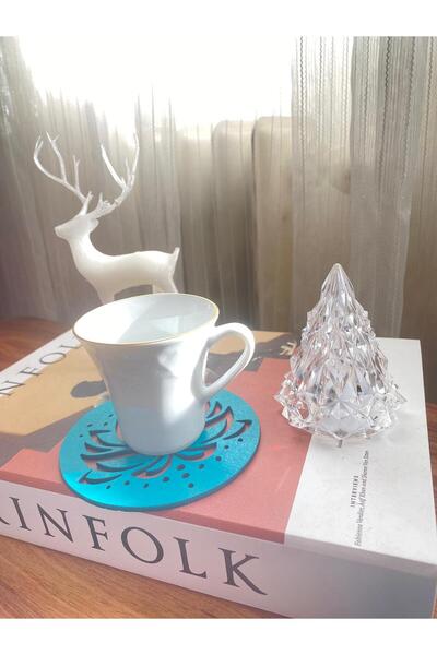 Rapithwin Lotus Motif Coaster Turquoise 6-Pack 10 cm