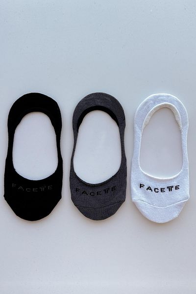 FACETTE Дамски силиконови балерини чорапи Sab, 3 чифта
