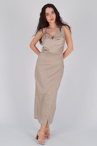 FACETTE Γυναικείο φόρεμα One Shoulder Fat Green Satin
