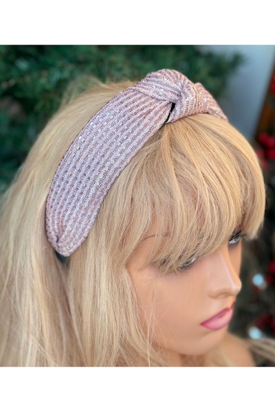 QUEEN AKSESUAR Pink Curved and Knotted Trendy Fashion Mirror - Gray Glitter D...