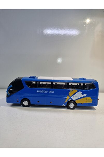 Hepsilazım Metal Yolcu Otobüsü Dıecast Koleksiyon Sesli Ve Işıklı Otobüs Kapı Bagaj Açılır Mavi Bus 19,5 cm