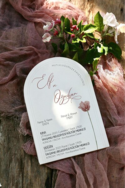 Linvito Oval Düğün, Nikah, Nişan Davetiyesi (50 Adet)