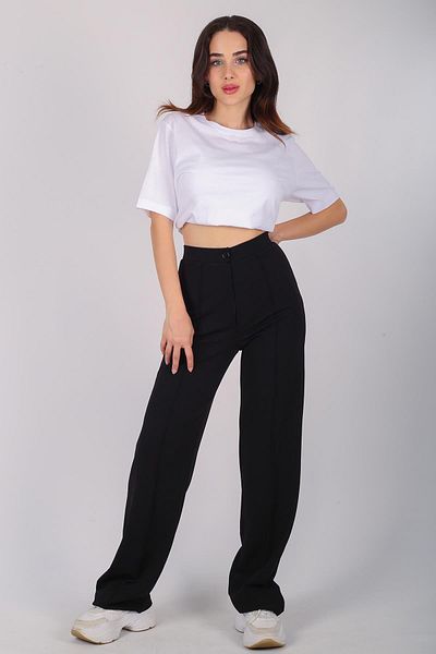 FACETTE Women's Black High Waist Lycra Trousers