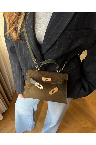 Tina İstanbul Khaki Nubuck Bag - with Cover and Belt Accessory