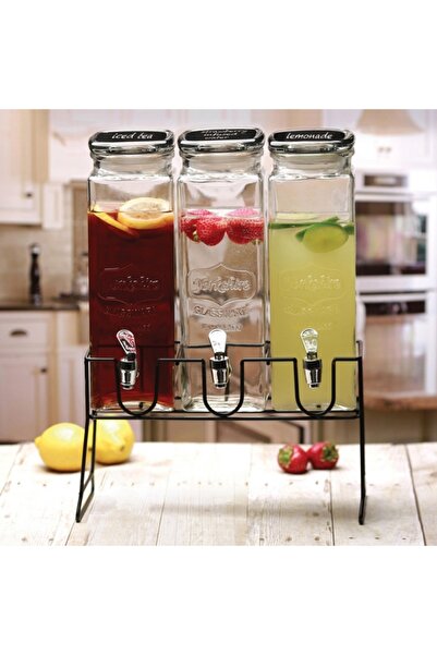 Circleware موزعات زجاجية ثلاثية من يوركشاير مع حامل سعة 6.9 لتر