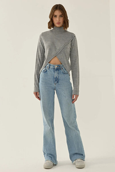 Hiccup Asimetrik Turtleneck Triko Kazak