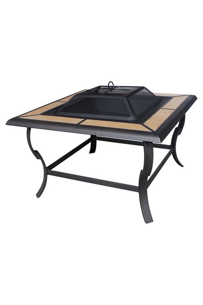 Living Accents Decorative Square Fire Pit Table with Mesh Cover 34inch