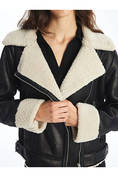 LC Waikiki Γυναικείο σουέτ παλτό με γιακά μοτοσικλέτας LCW Vision