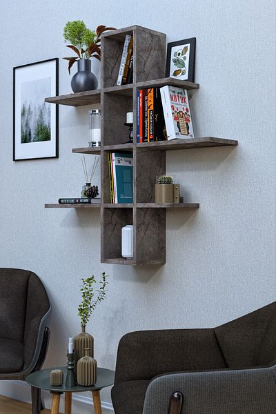 moka park avm 10 Compartments 3 Shelves Wall Mounted Decorative Multi-Purpose Shelf Bookcase