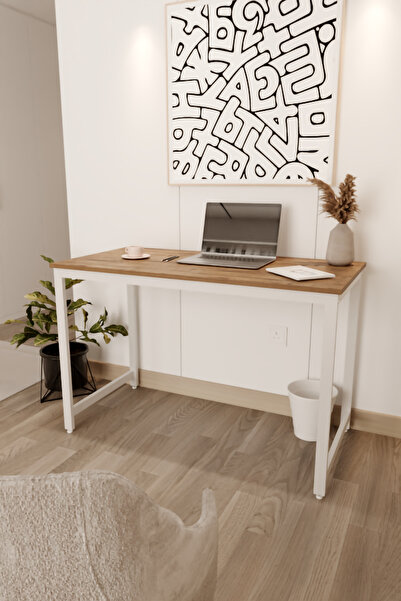 Flinder Çam/Beyaz 120x60 Çalışma Masası, Bilgisayar Masası, Ofis Masası