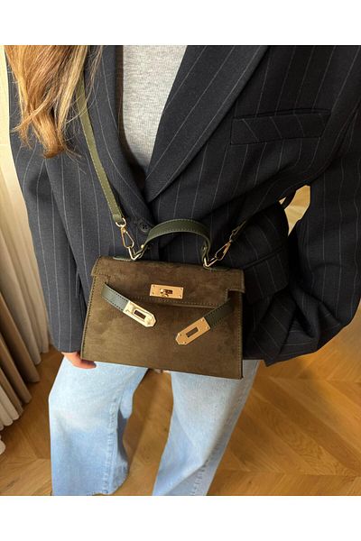 Tina İstanbul Khaki Nubuck Bag - with Cover and Belt Accessory