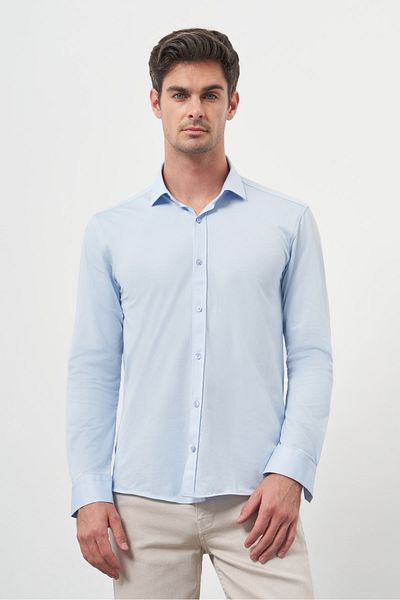 Morven Cămașă pentru bărbați A. BLUE Trend Slim Fit cu guler italian
