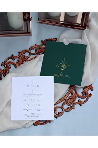 Linvito Yaldızlı Düğün, Nikah, Nişan Davetiyesi (50 Adet)