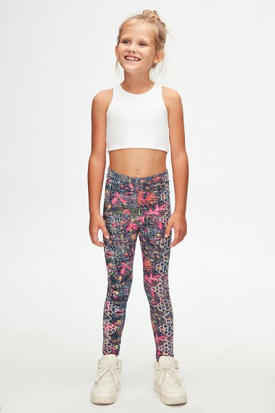LOVETTI Girl's Fuchsia Leaf Patterned Winter Leggings