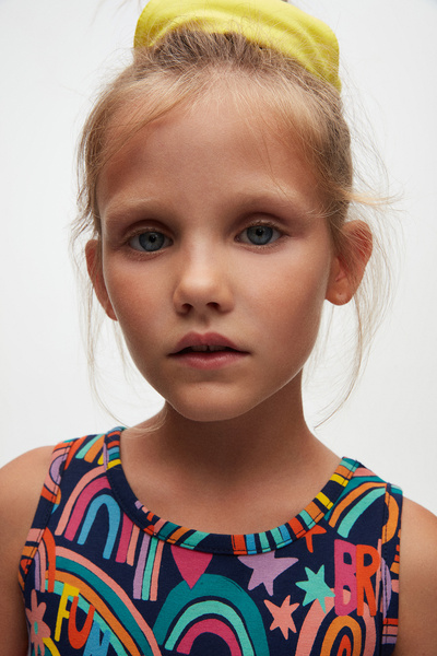 LOVETTI Brave & Happy Kız Çocuk Desenli Kolsuz Elbise