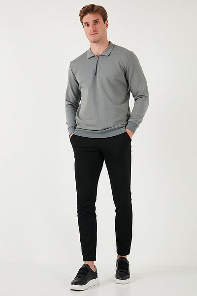 Buratti Ανδρικός ιδρώτας Polo Neck - Βαμβακερός, μισό φερμουάρ, κανονική εφαρμογή SWEAT 5905789