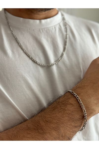 HERCY Men's Nostalgia Chain Necklace Bracelet Set| Men's Pendant| Men's Bracelet| Men's Chain Set
