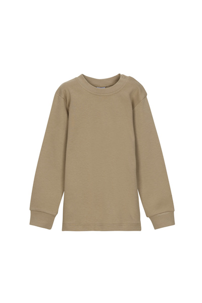 LOVETTI Sütlü Kahve Basic Kız Bebek Çıtçıtlı Yaka Kışlık Uzun Kollu Tişört