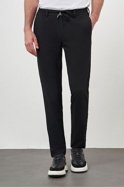 Morven Men's Black Polyviscose Trend Drawstring Jogger Slim Fit Sports Trousers