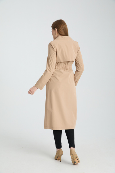 Soydan Güner Astarsız Su Geçirmez Kırışmaz Ara Boy Yazlık Trençkot Bej 7620