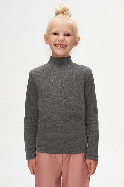 LOVETTI Girl's Dark Gray Long Sleeve Half Turtleneck T-shirt