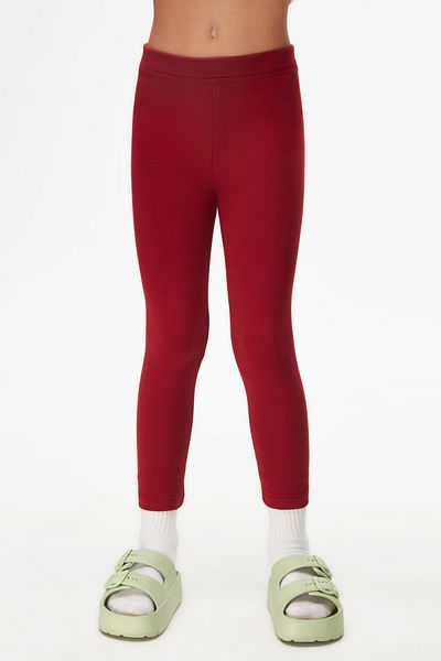 LOVETTI Claret Red Basic Winter Leggings for Girls