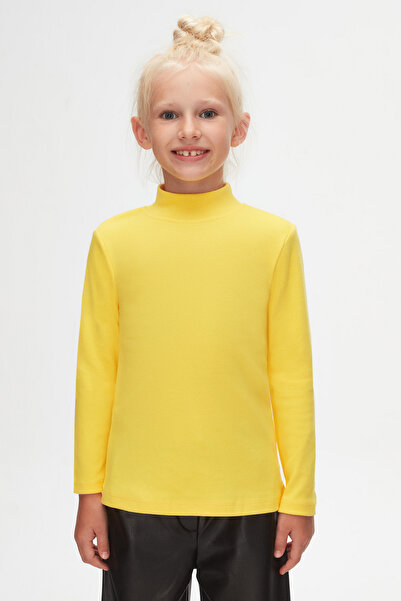 LOVETTI Κίτρινο μακρυμάνικο κοριτσίστικο μπλουζάκι - μισό λαιμόκοψη