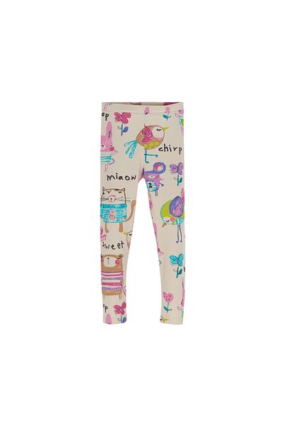 LOVETTI Girl's Beige Chirping Animals Summer Patterned Tights