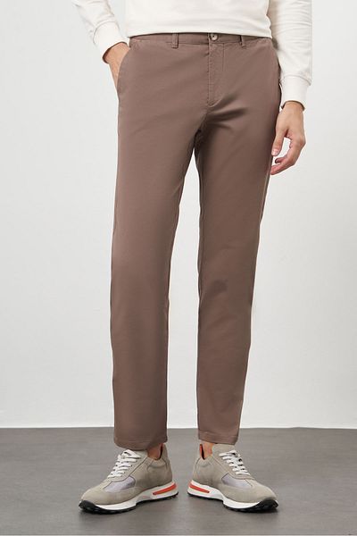 Morven Men's Brown Cotton Side Pocket Slim Fit Chino Pants