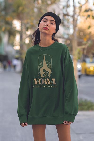 MYADA Φούτερ Yoga Keeps Me Going Printed Oversize 22890