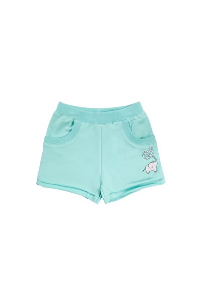 LOVETTI Girl's Shorts - Mint, Two Thread, Elephant Print and PocKet