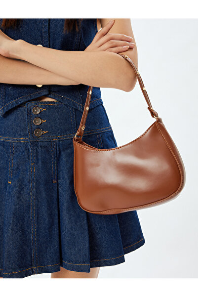 Koton Geantă baghetă din piele artificială cu fermoar și detaliu cu nasturi