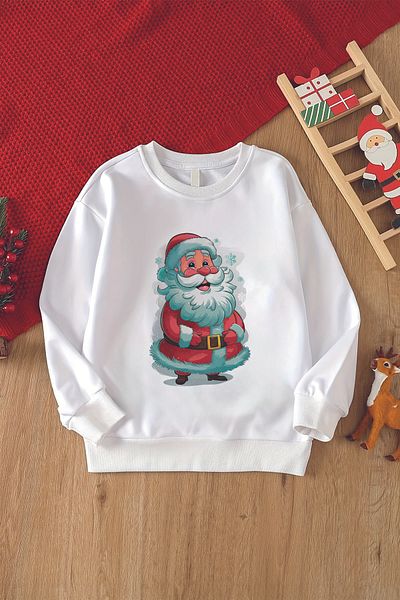 MYADA Hanorac oversize pentru copii unisex cu imprimeu Moș Crăciun 23071