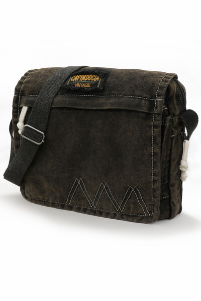 Cappadocia Vintage K4009 Ephesus Casual Shoulder Postman Antique Black 14 Inch Laptop School Travel Daily Vintage Cotton Bag