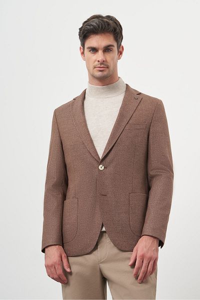 Morven Men's Brown Woven Slim Fit Mono Collar Jacket