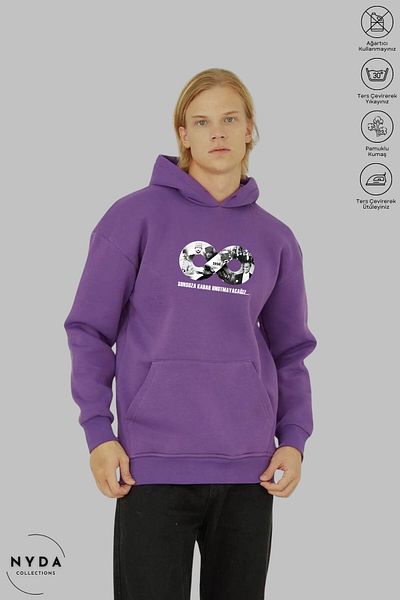 Nyda Collections Φούτερ με στάμπα Ataturk Unisex Oversize - Μακρυμάνικο, Κουκούλα, Βαμβακερό