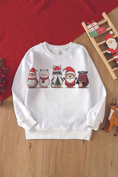 MYADA Hanorac supradimensionat pentru copii cu figuri de Crăciun unisex 23077