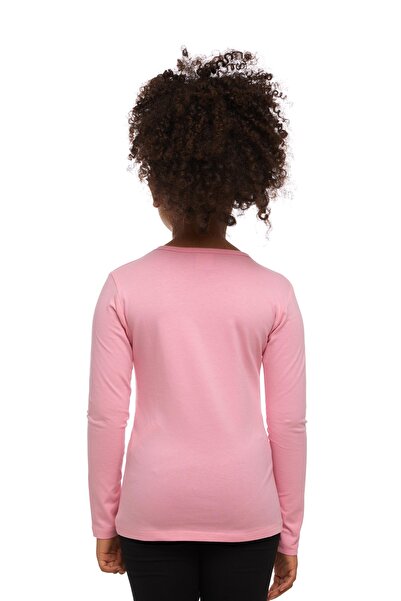 LOVETTI Pink Girl's Plain Basic Lycra Long Sleeve T-Shirt