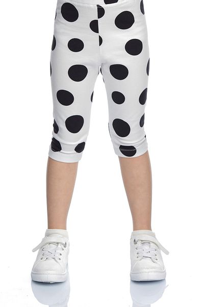 LOVETTI Girl's BlacK PolKa Dot White Patterned Knee Length Leggings Capri