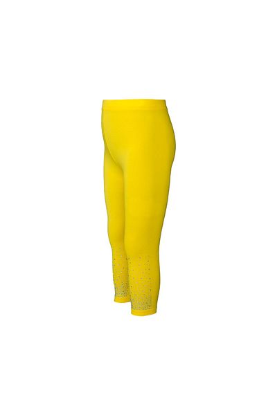 LOVETTI Yellow Summer Leggings with Sprinkled Stones for Girls