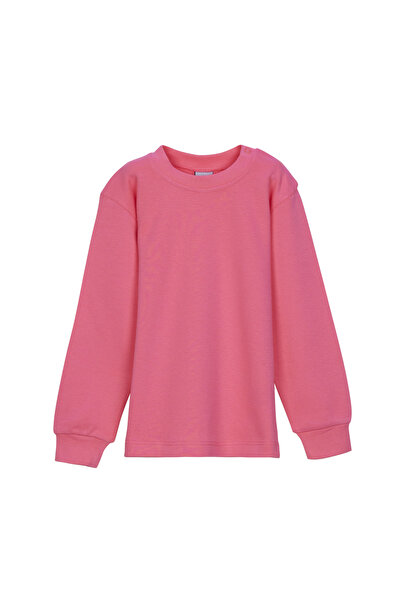 LOVETTI Candy Pink Basic Girl's Snap Neck Winter Long Sleeve T-Shirt