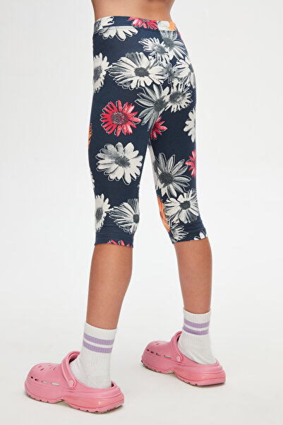 LOVETTI Stylized Sunflower Kız Çocuk Desenli Diz Altı Tayt Kapri