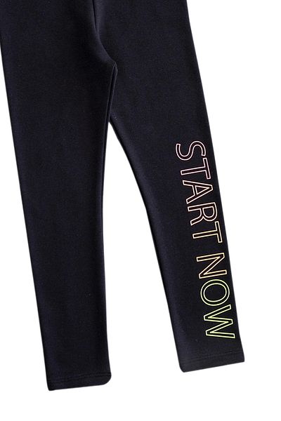 LOVETTI Black Start Now Printed Winter Raised Leggings for Girls