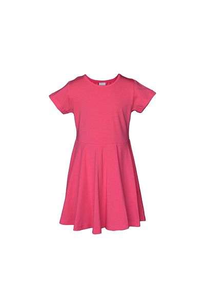 LOVETTI Girl - Pomegranate Flower Colored Basic Short Sleeve Dress