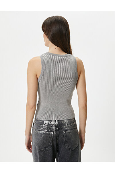 Koton Στράπλες με γιακά Halter Ασημί Μικτή Βισκόζη