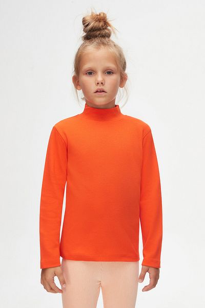 LOVETTI Orange Long Sleeve Girl's T-shirt - Half Turtleneck