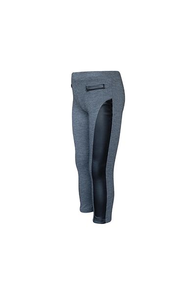 LOVETTI BlacK Girl's Tights with Pique Fabric - Side Leather Panel