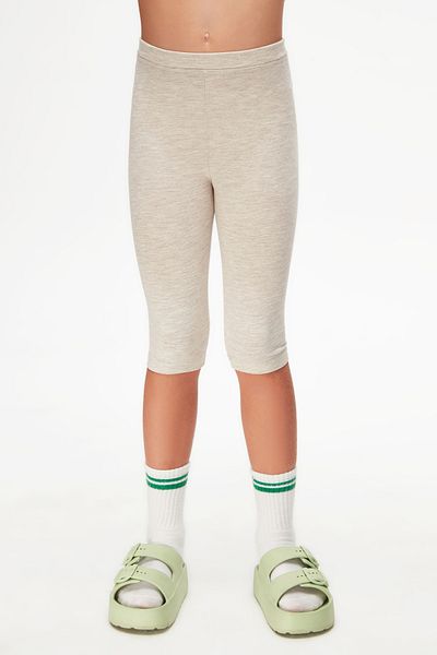 LOVETTI Dark Beige Melange Girl's Plain Basic Below the Knee Capri